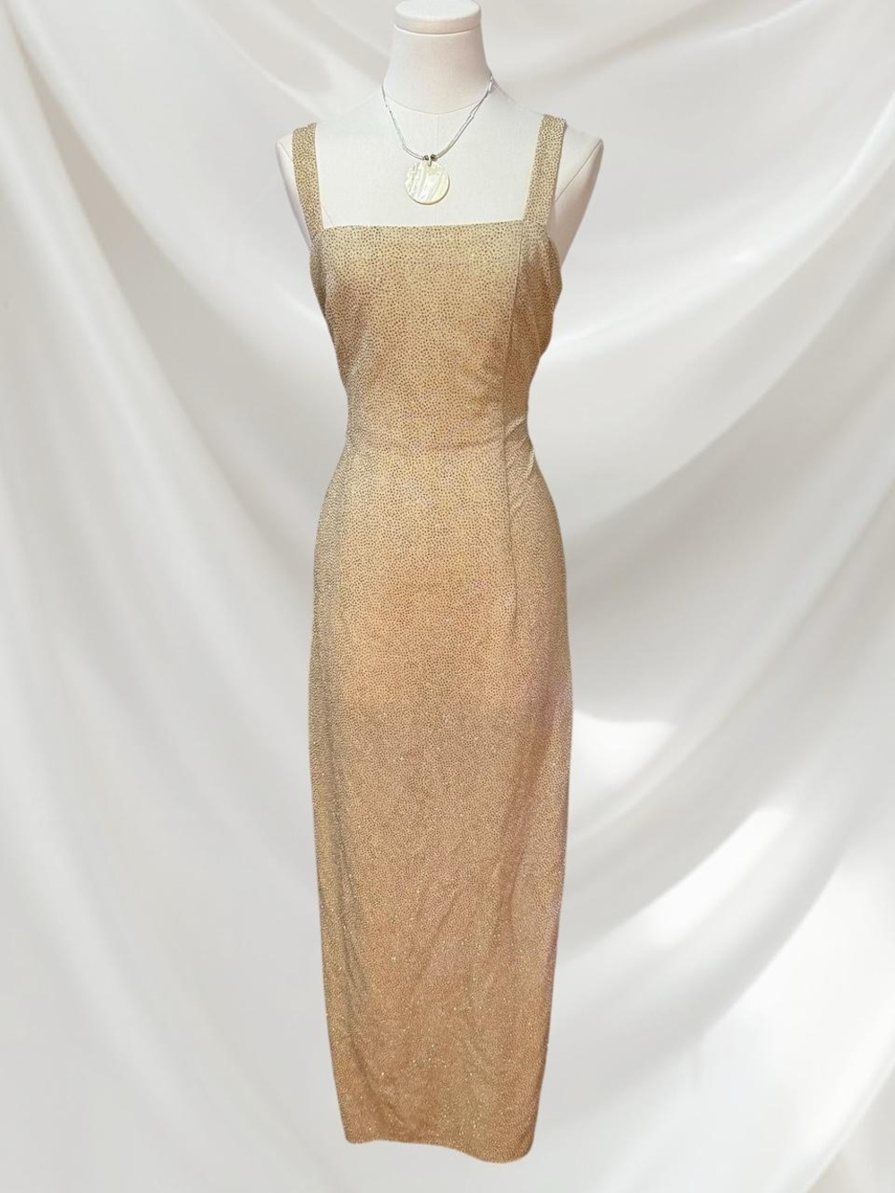 Gold Square-Neck Sleeveless Sheath Dress